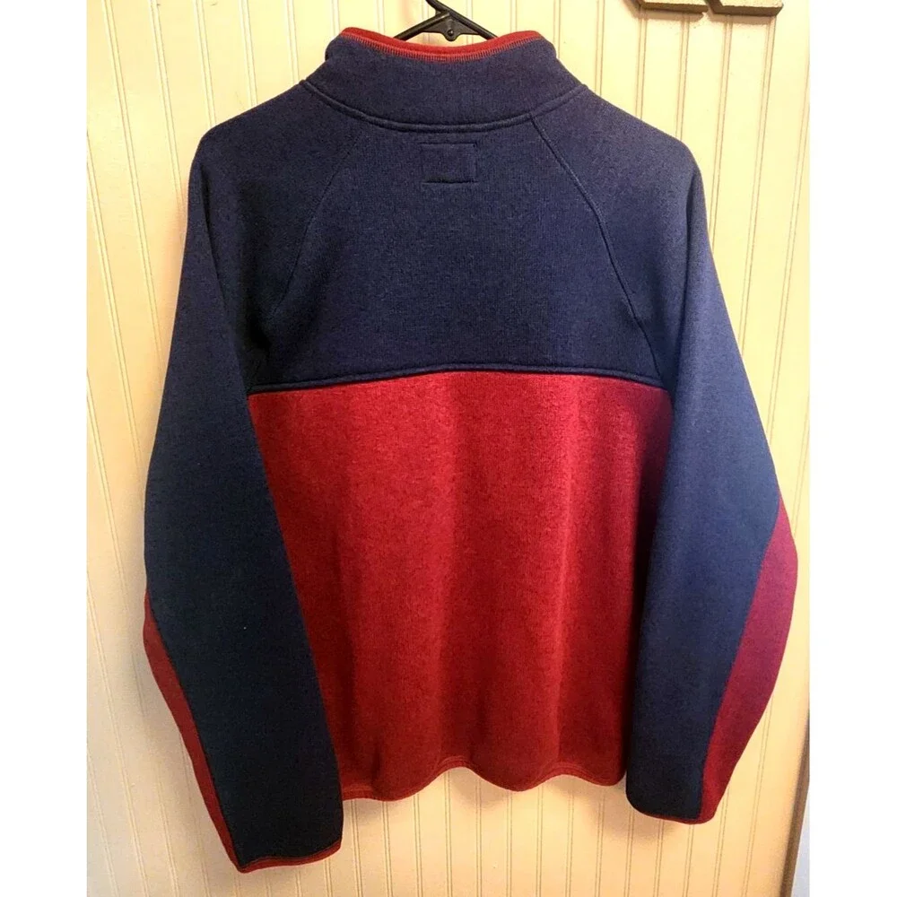 J. Crew Nordic Polartec Blue Red 1/4 Zip Men's Fleece Jacket Zip Size M